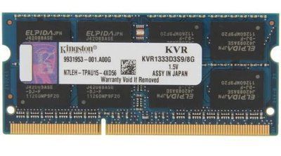 Kingston 8 Gb SO-DIMM DDR3 1333MHz PC3-10600 (KVR1333D3S9/8G) 458 фото