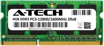A-Tech 4GB DDR3-1600 (PC3-12800) SODIMM 2Rx8 (AT4G1D3S1600ND8N15V) 417 фото