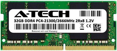 A-Tech 32GB DDR4-2666 (PC4-21300) SODIMM 2Rx8 (AT32G1D4S2666ND8N12V) 351 фото